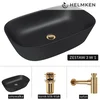 shumee Helmken 39360001 Umivalnik za pult (60x38) črne barve + zlati sifon + zlat klik-klak čep