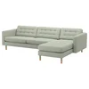 LANDSKRONA Sofa 4-sed, s lenjivcem/Gunnared svetlozelena/drvo