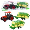 LEAN TOYS rdeči traktor z zeleno-rumeno prikolico, 50 cm