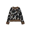VERO MODA Pulover pesek/čokolada/črna