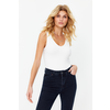 Trendyol Ecru Soft Touch/Soft Fitted V Neck Snap Knitted Bodysuit