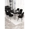 Hanah Home trpezarijski set Via, sto na razvlačenje i 6 stolica, ploča u dekoru crnog mermera, crna tkanina Jerry