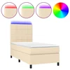 Krevet box spring s madracem LED krem 90x200 cm od tkanine