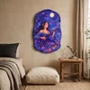 WallXpert MDF zidna slika nepravilnog oblika ART3DCNCMDL10, žena svira žičani instrument pod punim mesecom, 49 x 32 cm
