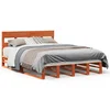 Vidaxl Posteljni okvir brez vzmetnice vošč. rjav 150x200 cm borovina