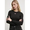 Majica z dolgimi rokavi Tommy Jeans ženska, črna barva, DW0DW20178