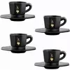 Skodelice za espresso, osmerokotne, 4 delni set - črna/zlata