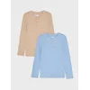 Sinsay - 2-pack rebrastih pamučnih henley majica - šareno