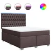 Vidaxl Box spring postelja z vzmetnico temno rjava 140x200 cm blago