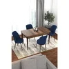 Hanah Home trpezarijski set Via, sto na razvlačenje i 4 stolice, ploča u dekoru drveta Baroque, teget tkanina Jerry