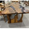 Casa Padrino luxury solid wood epoxy resin dining table brown 200 cm