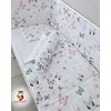 Bubamara037 Set posteljine za krevetac sa ravnom ogradicom Leptirići, Beli