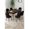 Hanah Home trpezarijski set Rut, sto na razvlačenje i 6 stolica, ploča u dekoru drveta Baroque, crna tkanina Babyface
