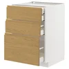 METOD / MAXIMERA Pod.elem.3front/2dnj/1srd/1vis.fiok, bela/Voxtorp im. hrastovine, 60x60 cm