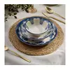24-delni jedilni servis, modro-bela, iz porcelana