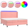 Vidaxl Box spring postelja z vzmetnico LED roza 200x200 cm žamet