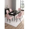 Hanah Home Set Trpezarijski sto i 6 stolica Are, Roze-crni