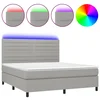 Vidaxl Box spring postelja z vzmetnico LED sv. siva 160x200 cm blago