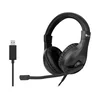 Slušalke C-TECH z mikrofonom MHS-05, USB, upravljanje na kablu, okoli ušes, črne