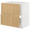 METOD / MAXIMERA Pod.element sudop. i 2front/2fioke, bela/Forsbacka hrastovina, 80x60 cm