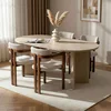 HANAH HOME Set Trpezarijski sto i 4 stolice Meridia 4 Travertine Walnut White