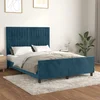 Vidaxl Posteljni okvir z vzglavjem temno moder 140x190 cm žamet