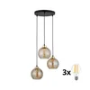 Luster na sajli DEVI 3xE27/15W/230V crna/zadimljeno bež