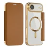 GS Ovitek za iPhone Air Flip, denarnica RFID MagSafe z zaščito kamere, rjava