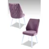 Hanah Home Set stolica Pufi, 48x90x43 cm, 4 komada, Belo-ljubičaste