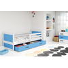 Furnitura POSTELJA RICO 90x200 s predalom in GRATIS ležiščem - BELA -MODRA