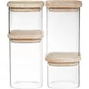 Set od PET tegli, 4 komada, 10x10x8,2 cm, 10x10x15,2 cm, drvo i staklo, prozirne