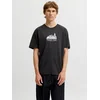 JACK & JONES Majica JORNORREBRO SKYLINE črna / bela