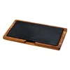 Cast iron platter, 16 x 30 cm, with wooden stand - LAVA brand