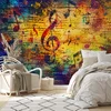 Tapeta barvne glasbene note na lesu - 490x330