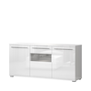 JELA KOMODA K180-3KS/PN - kolekcija Piano - Bela lak/Kristalno Bela HG Lak - 180x85x45 cm