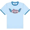 Run DMC Hollis Crew Ringer Sky Blue & Royal Blue L Majica