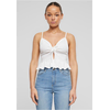 Womens top Waffle Pique Ruffle white