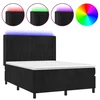 Krevet box spring s madracem LED crni 140x200 cm baršun
