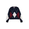 TOMMY HILFIGER Pletena jopa ecru/marine/rubin rdeča