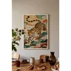 WallXpert uramljena slika 115253, leopard u orijentalnom stilu među šarenim oblacima, 30 x 40 cm, beli ram