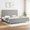 Den Posteljni okvir z vzglavjem svetlo siv 200x200 cm blago