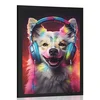Plakat pes s slušalkami - 20x30 no frame