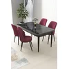 Hanah Home Set Trpezarijski sto i 4 stolice Nil, Bordo-crni