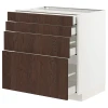 METOD / MAXIMERA Podni element 4 fronta/4 fioke, bela/Sinarp smeđa, 80x60 cm