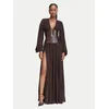 Elisabetta Franchi Večerna obleka AB-R15-66E2 Temno rjava Slim Fit