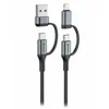 Swissten tekstilni podatkovni kabel 4v1, 3A, 1,5 m, črn