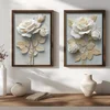 WallXpert set uramljenih MDF slika NAL200-46, bele ruže sa zlatnim listovima na svetloplavoj pozadini, 2 x 35,5 x 47 cm
