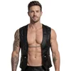 Svenjoyment Rock Style Imitation Leather Open Vest 2162113 Black XL