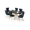 HANAH HOME Rasklopivi trpezarijski sto i stolice (7 delova) Esla Black Marble Gold Anthracite