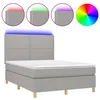 Vidaxl Box spring postelja z vzmetnico LED svetlo siva 140x190cm blago